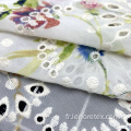 Tissu de broderie en mousseline de soie florale tissée 100% polyester